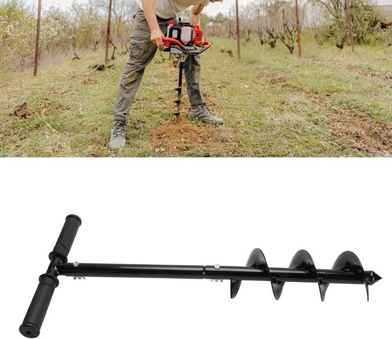 Hand Operated Auger Drill Bit, T Shaped Cold Rolled Steel, Manual Garden Hole Digger - Ergonomic Rubber Handle, Fast Installation, Ideal for Planting and Outdoor Use - Image 2