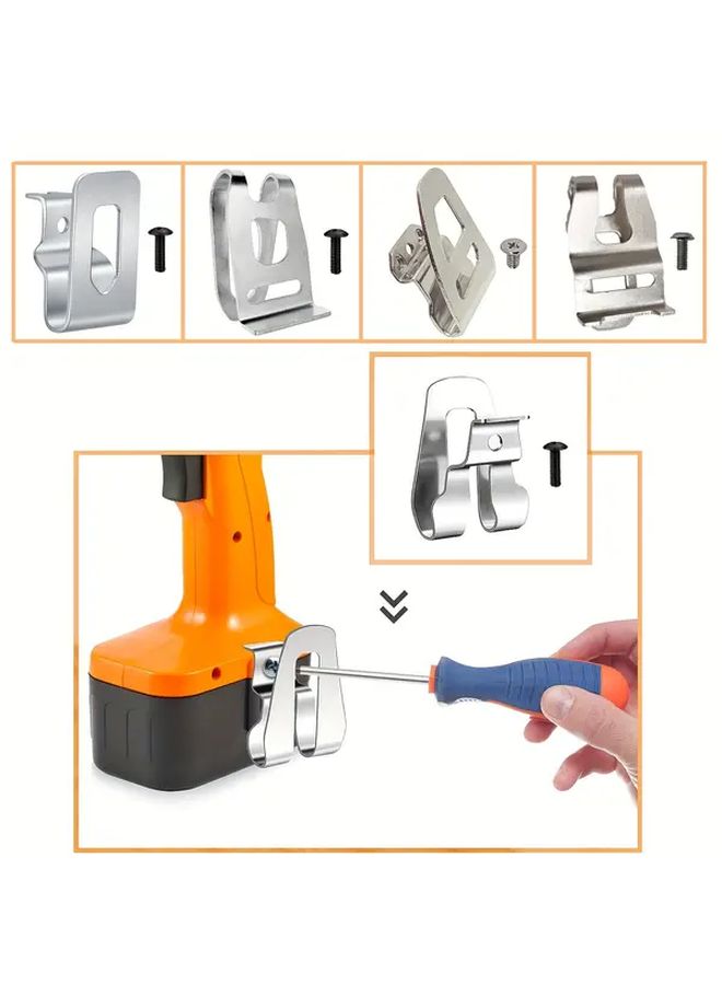 2pcs Metal Belt Clips For Drill Tool With Screws Hook Kit - Image 1