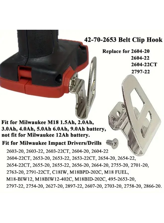 2pcs Metal Belt Clips For Drill Tool With Screws Hook Kit - Image 5