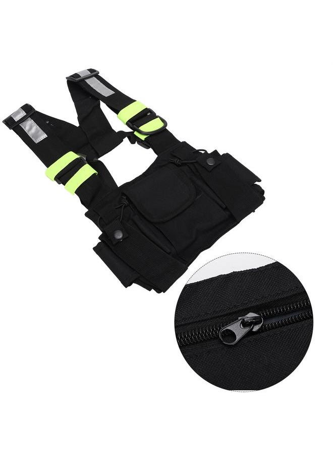 Thoraya Yellow Reflective Band Chest Harness Front Pack Pouch for UV-5R/82/9R/XR TYT TH-UV8000D/MD-380  - Image 4