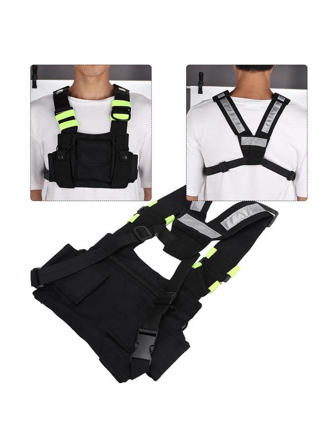 Thoraya Yellow Reflective Band Chest Harness Front Pack Pouch for UV-5R/82/9R/XR TYT TH-UV8000D/MD-380  - Image 5