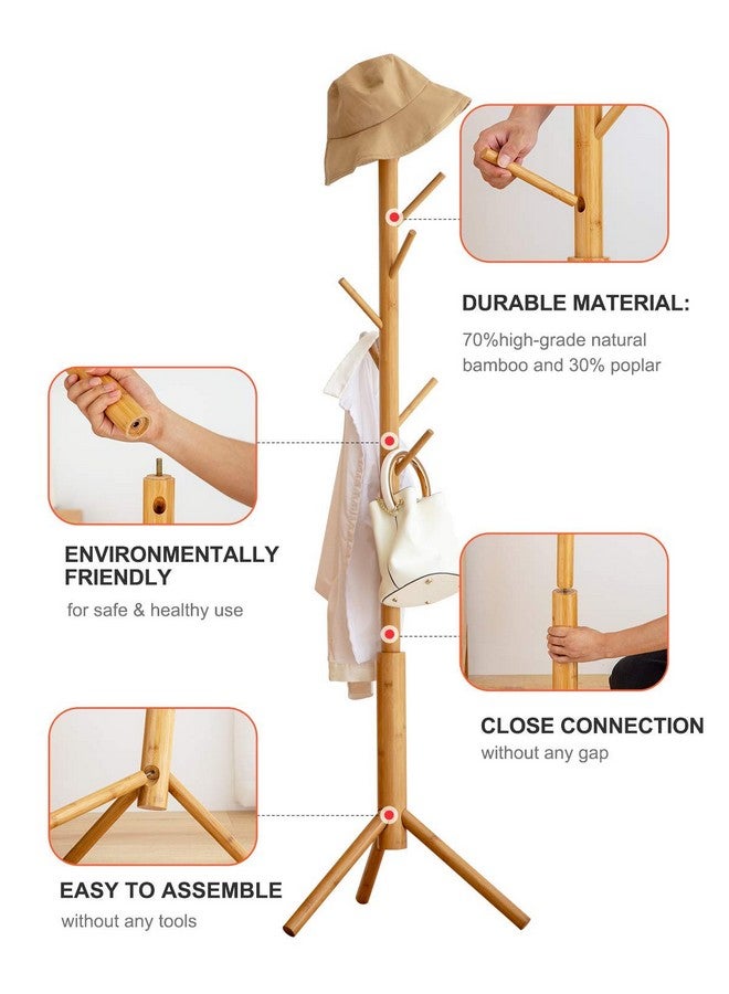 Naayaab Craft Naayaab Craft Free Standing Bamboo Coat Stand with 7 Hooks | Tree Coat Rack Stand | Coat Hanger Stand for Coats, Hats, Scarves, Clothes, and Handbags | DIY (Do It Yourself) | Golden Yellow, Cm  - Image 5