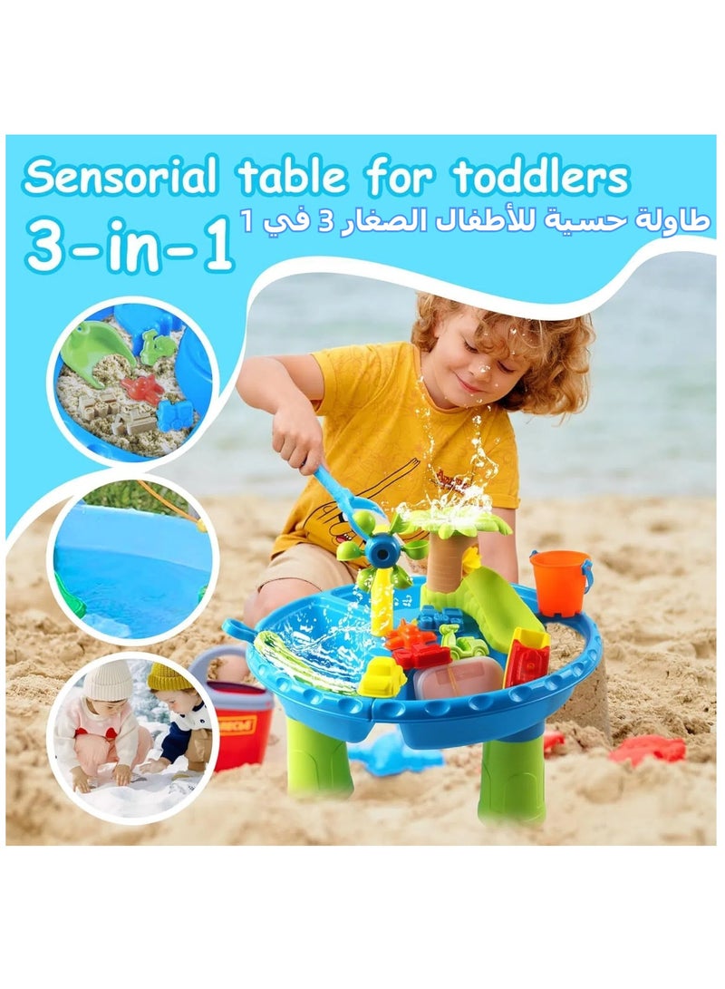 GOGA 3 in 1  Sand and Water Table for Kids , 22PCS Toddler Water Table with Detachable Table Corners, Summer Outdoor Pool Beach Toys for Boys Girls, Activity Center - Image 4