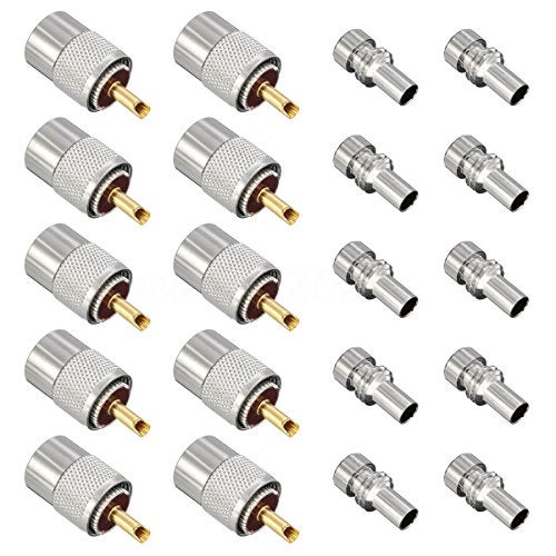 ESUMIC PL259 Solder Connector Plug with Reducer for RG8X Coaxial Coax Cable 10Pack - Image 1