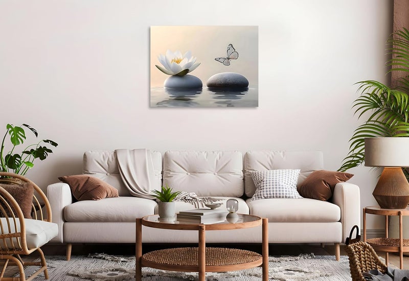 OWNANRTHM Zen Lotus Canvas Wall Art with Butterfly - Image 4