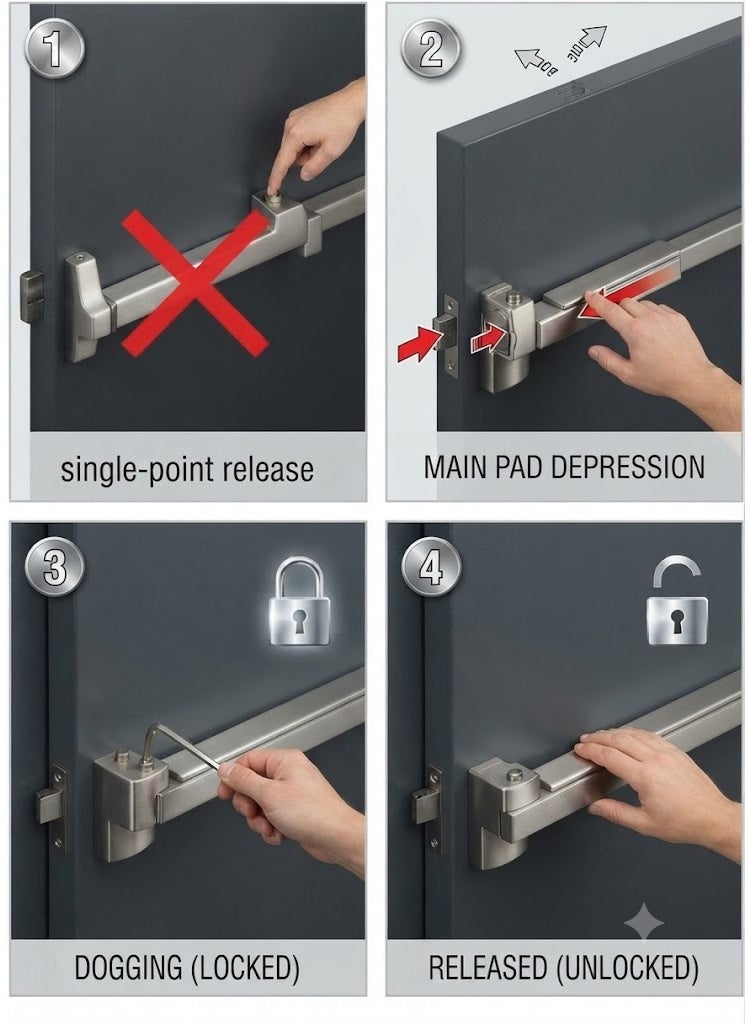 ROBUSTLINE Door Push Bar Emergency Panic Exit Device Door Hardware, Commercial for Wood Metal Door - Image 2