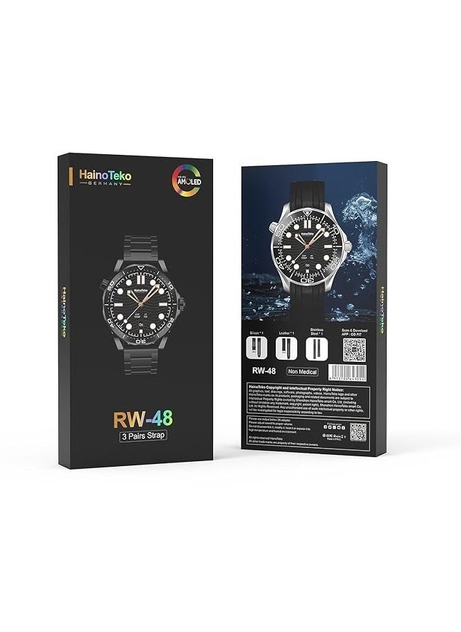 Haino Teko - Smart Watch RW-48 with AMOLED Display and 3 Straps for Boys and Men's - Image 1