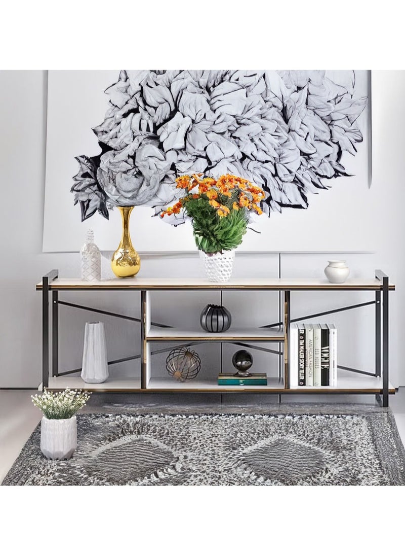 AGD TV table with a beautiful and modern design made of wood and metal legs  - Image 4