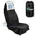 TESFEEL 550g Heavy Duty Towel Car Seat Cover Waterproof Sweat Protector for PostGym Beach NonSlip Microfiber Bucket Seat Mat for Sedans SUV Minivans Machine Washable Black 1Pack - Image 2