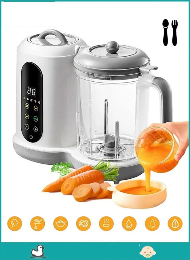 APEX 4 in 1 Baby Food Processor, Baby Food Maker with Smart Control, Multifunctional Steaming Blender with Steam Pot, Baby Food Dispenser, Auto Cooking and Grinding, Warming Milks, BPA Free, White - Image 1