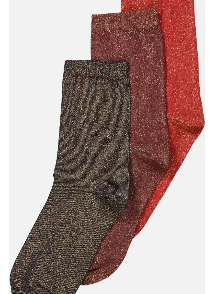 Tchibo Kids Girl 3 Pairs Glitter Socks, Green  - Image 2