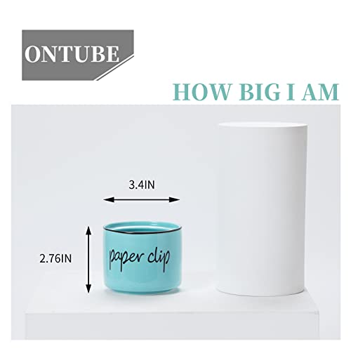 ONTUBE Farmhouse Paper Clip Holders,Ceramic Binder Clip Dispenser Organizer for Desk ,Cute Office Push Pins Holder (Turquoise) - Image 4