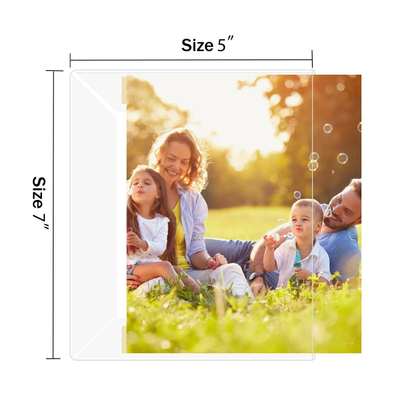 Wbtran 5x7 Acrylic Picture Frame  Clear Frameless Photo Frame for Wall Mount  No Drilling Picture Frames with Tape  Pack of 5 Floating Hanging Picture Frames for Home  School  Office - Image 3