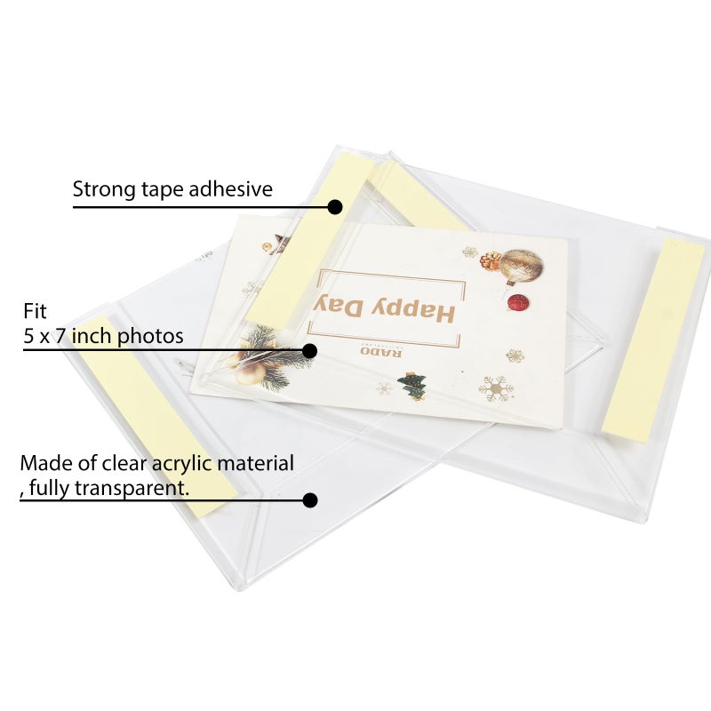 Wbtran 5x7 Acrylic Picture Frame  Clear Frameless Photo Frame for Wall Mount  No Drilling Picture Frames with Tape  Pack of 5 Floating Hanging Picture Frames for Home  School  Office - Image 4