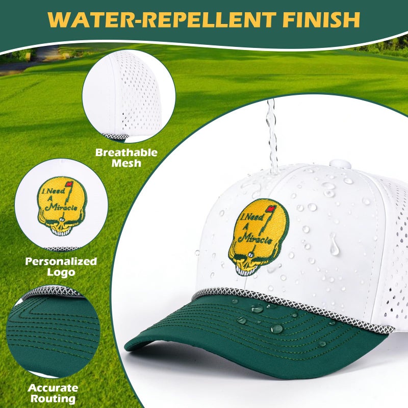 SockFrenzy Funny Skull Golf Hats for Men 2026 White and Green Dad Golf hat Baseball Cap, Breathable Perforated Adjustable Rope Snapback Cap - Breathable for Men & Women - Image 4