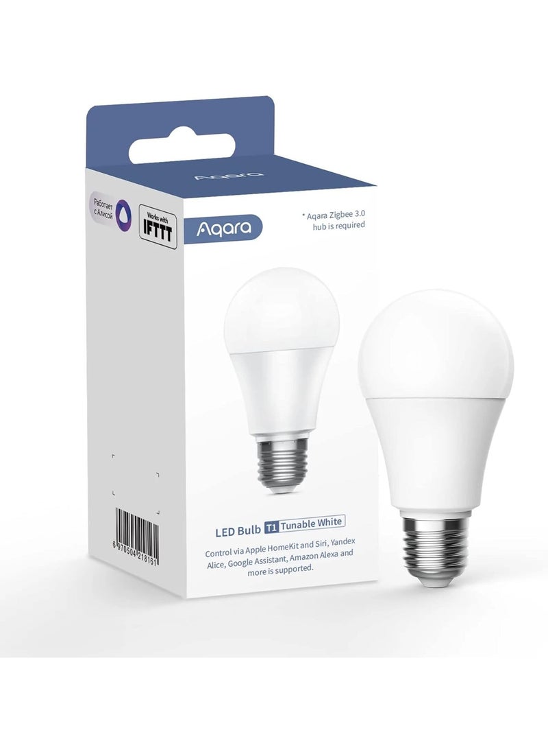 أكارا مصباح LED أكارا T1، زيغبي 3.0، ذاكرة الإيقاف التلقائي، إضاءة تكيفية من HomeKit، إخراج ضوء ساطع 806 لومن عند 9 وات، LEDLBT1-L01، واي فاي.  - Image 1