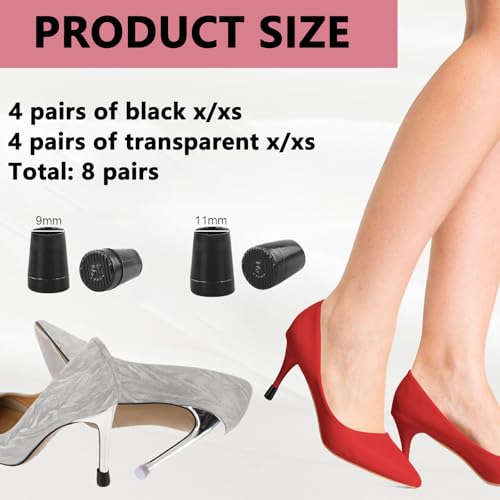 Zytiqt 6 Pairs Heel Protector for Women | S/M/L Sizes (Black & transparent) | Shoe Bite Protector & Heel Support for Pencil Heels | Anti-Slip Heel Cushion Pads for Grass/Weddings - Image 2