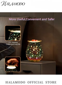 هالامودو مصباح شمع عطري ثلاثي الأبعاد مع ضوء LED جهاز كهربائي لنشر الروائح مصباح زيت معطر بألوان متعددة للديكور المنزلي والمكتب وغرفة النوم  - Image 3