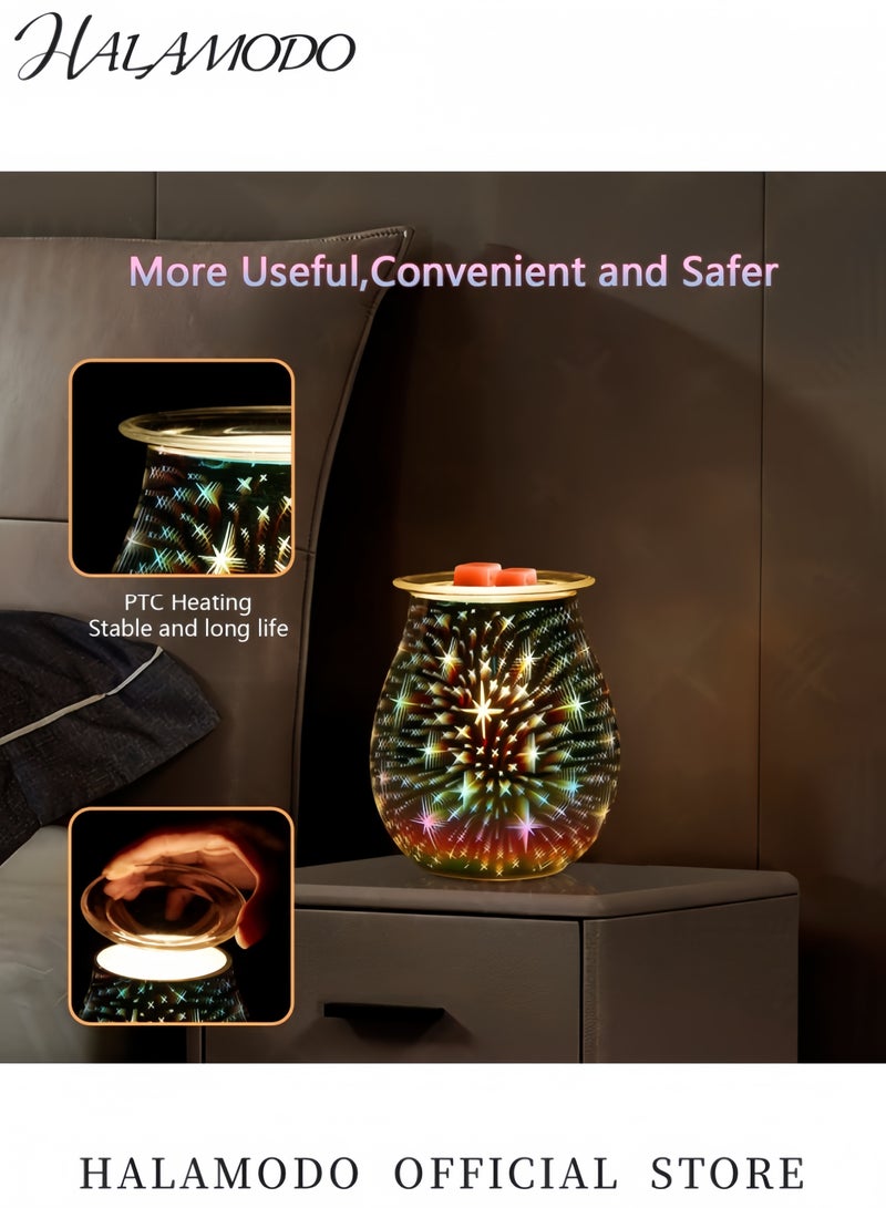 هالامودو مصباح شمع عطري ثلاثي الأبعاد مع ضوء LED جهاز كهربائي لنشر الروائح مصباح زيت معطر بألوان متعددة للديكور المنزلي والمكتب وغرفة النوم - Image 3