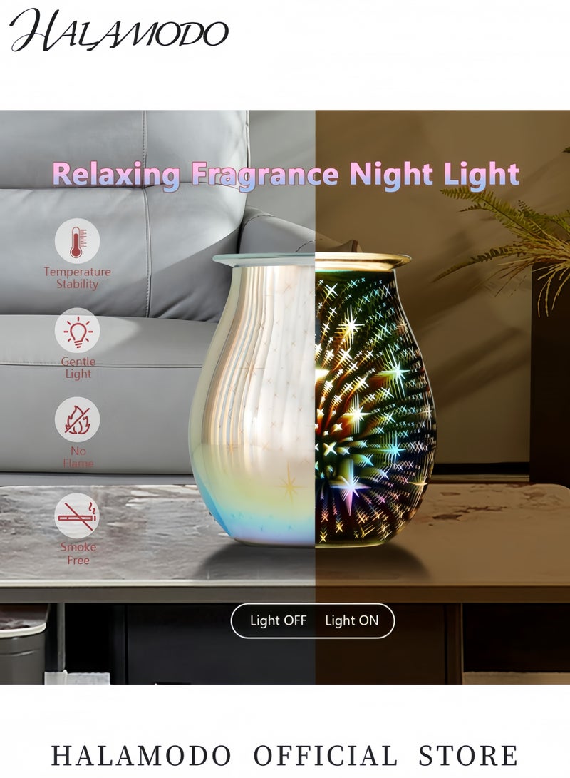 هالامودو مصباح شمع عطري ثلاثي الأبعاد مع ضوء LED جهاز كهربائي لنشر الروائح مصباح زيت معطر بألوان متعددة للديكور المنزلي والمكتب وغرفة النوم - Image 2