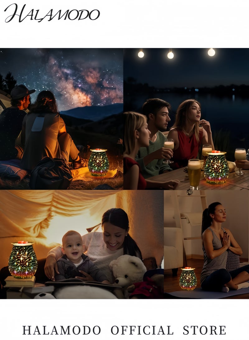هالامودو مصباح شمع عطري ثلاثي الأبعاد مع ضوء LED جهاز كهربائي لنشر الروائح مصباح زيت معطر بألوان متعددة للديكور المنزلي والمكتب وغرفة النوم - Image 5