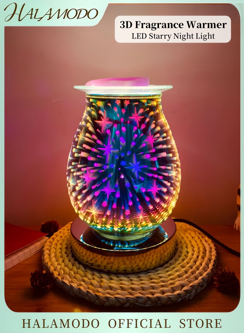 هالامودو مصباح شمع عطري ثلاثي الأبعاد مع ضوء LED جهاز كهربائي لنشر الروائح مصباح زيت معطر بألوان متعددة للديكور المنزلي والمكتب وغرفة النوم - Image 1