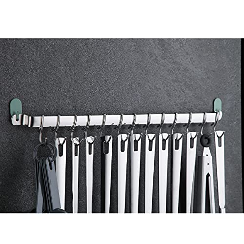 Kyraton Kitchen Utensil Rail Organizer - Wall Mounted Gourmet Rack With 14 Hooks for Hanging Knives, Mugs, Spatulas, Pots and Utensils - Image 3