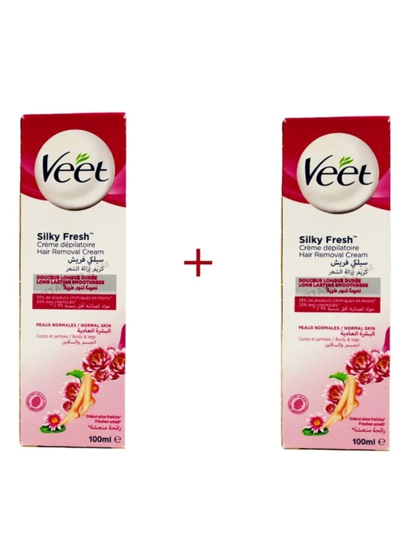 Veet - Silky Fresh Hair Removal Cream Normal Skin – 100 Ml - 2 Pcs - Image 1
