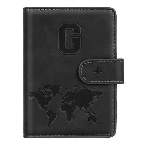 Simikol Passport Holder Wallet Cover Personalized Letter A-Z Travel Wallet RFID Blocking Passport Cover Wallet Case for Travel Passport Book Holders for Women and Men, Black-G - Image 1