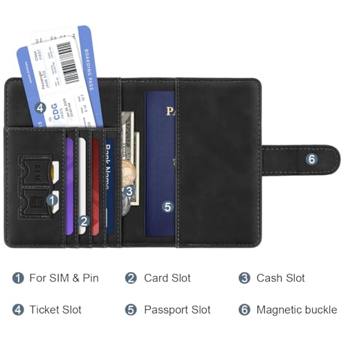 Simikol Passport Holder Wallet Cover Personalized Letter A-Z Travel Wallet RFID Blocking Passport Cover Wallet Case for Travel Passport Book Holders for Women and Men, Black-G - Image 2
