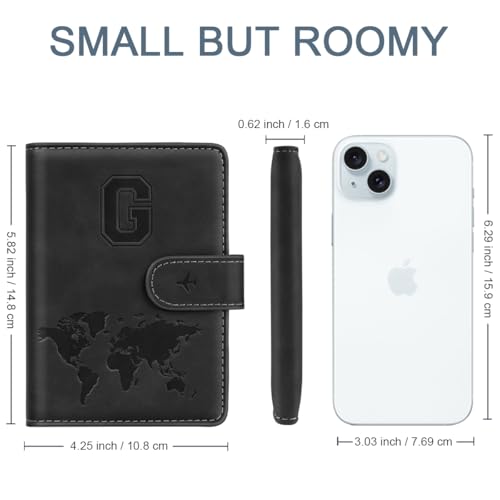 Simikol Passport Holder Wallet Cover Personalized Letter A-Z Travel Wallet RFID Blocking Passport Cover Wallet Case for Travel Passport Book Holders for Women and Men, Black-G - Image 5