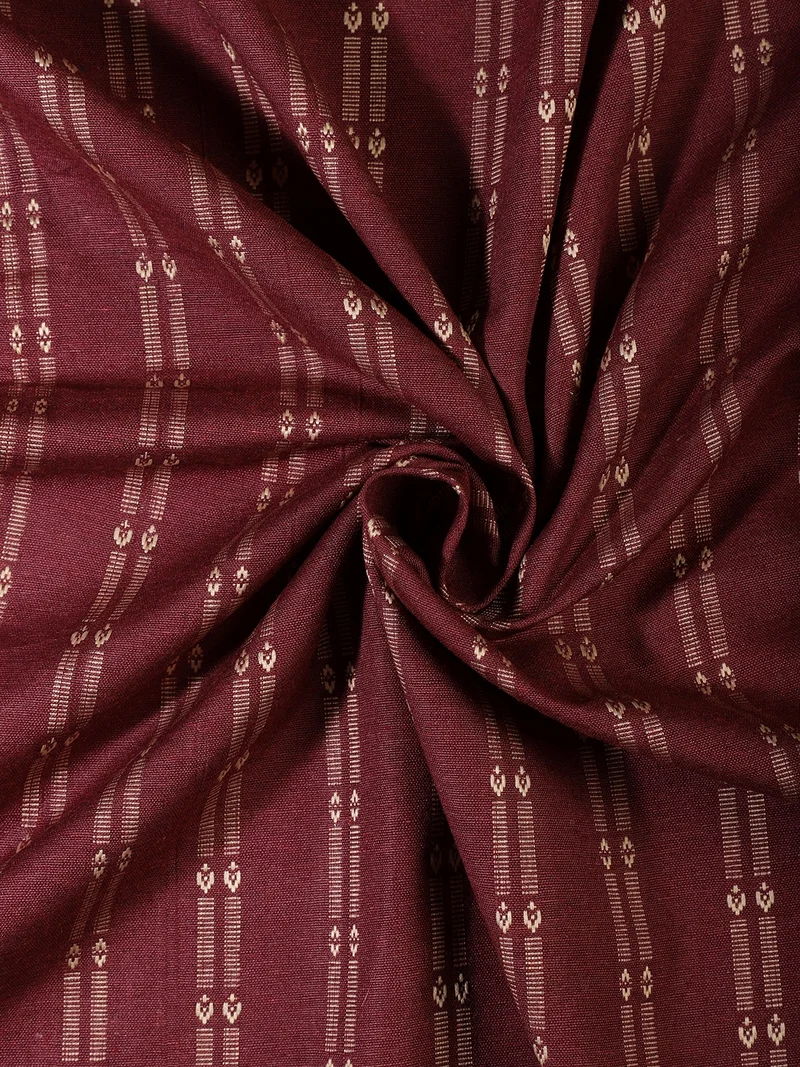 أيه كيه إس Burgundy Cotton Silk Fabric with Stripes