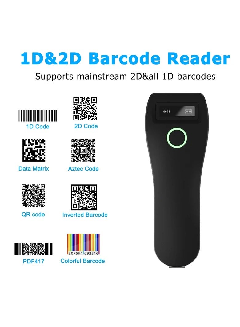 Barcode Scanner, C70 Wireless 1D 2D CMOS Scanner, USB Bluetooth Mini Pocket QR Reader iOS Android Windows for Mobile Payment - Image 2