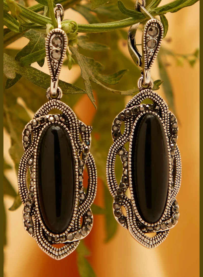 SOHI Silver Plated Designer Stone Drop Earring