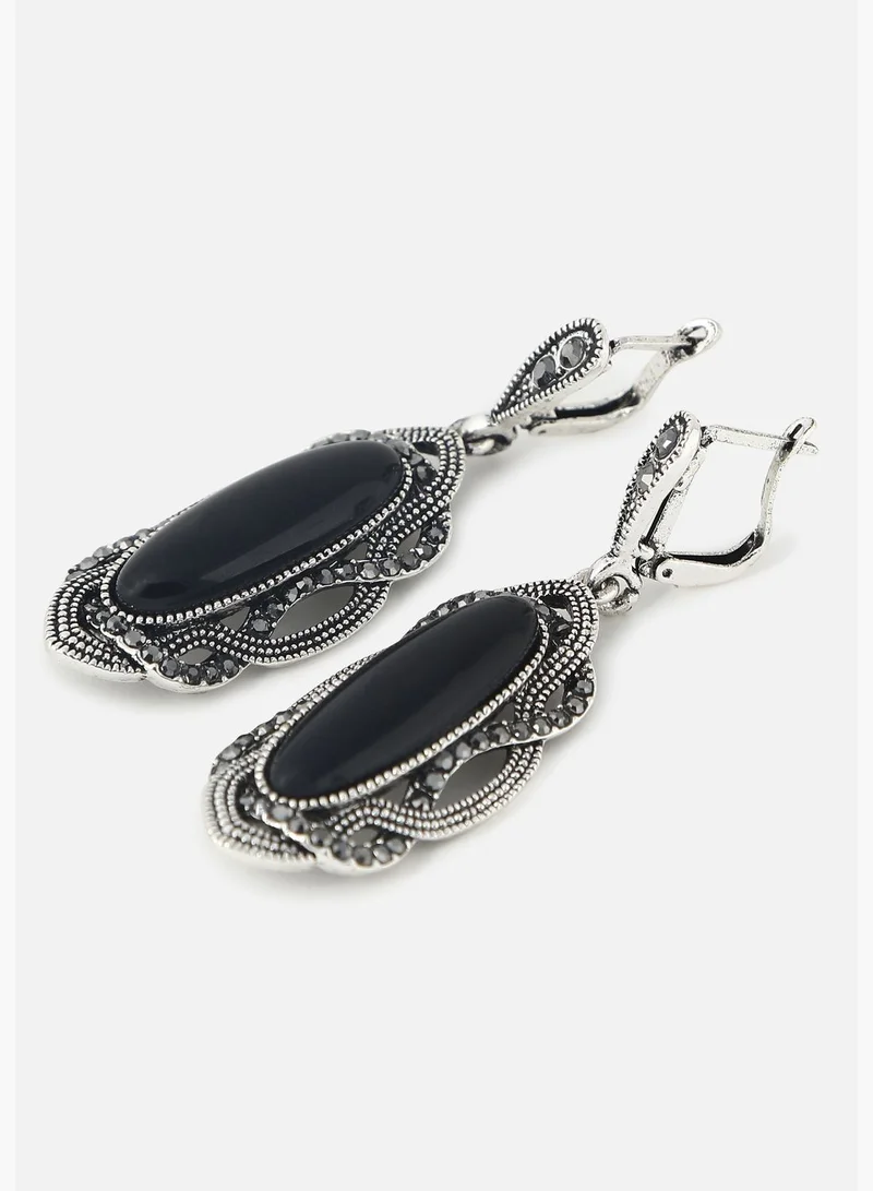 SOHI Silver Plated Designer Stone Drop Earring