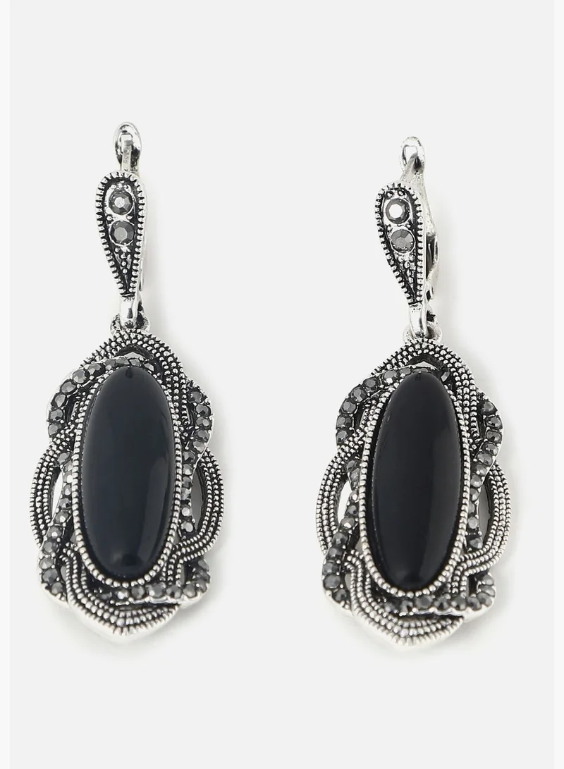 SOHI Silver Plated Designer Stone Drop Earring