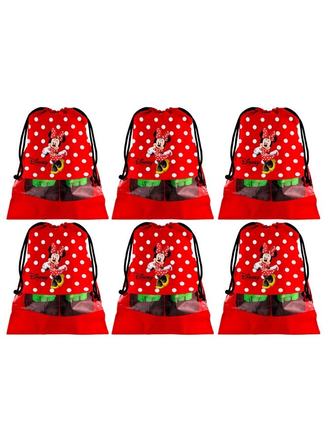 Kuber Industries Kuber Industries Portable Travel Shoe Bags Dust-Proof Shoe Organizer Space Saving Storage Bags, Disney Minnie Print (Set of 6,Red) -HS_35_LUGGAGE17996 - Image 1