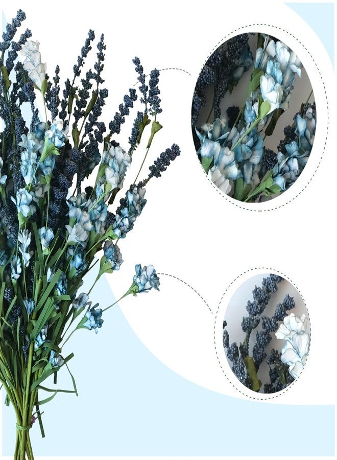 TEMPUS 10Pcs Artificial Spring/Summer Flowers Outdoor Fall Decor Artificial Grains Flowers UV Resistant Fake Plants Wedding Party Indoor Garden Decor(Blue) - Image 2