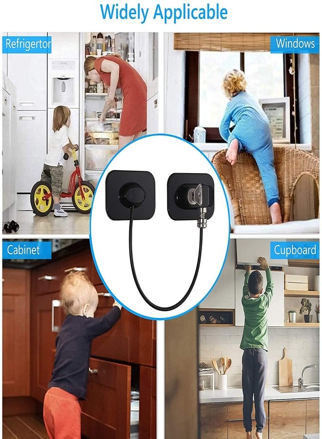 Olpad قفل باب ثلاجة أولباد مع مفتاح || قفل أمان للثلاجة || قفل باب الفريزر || قفل خزانة لاصق قوي للأطفال الرضع والصغار، قطعة واحدة، أسود - Image 5