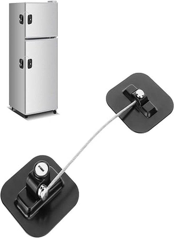 Olpad قفل باب ثلاجة أولباد مع مفتاح || قفل أمان للثلاجة || قفل باب الفريزر || قفل خزانة لاصق قوي للأطفال الرضع والصغار، قطعة واحدة، أسود - Image 2