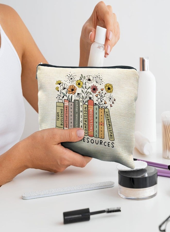 RYYCDOI Human Resources Gifts, HR Boho Floral Makeup Bag Pouch Cosmetic Bag Toiletry Bag for Women - Image 4