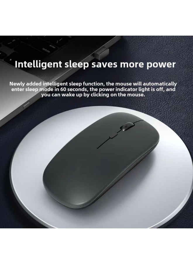 Generic - Wireless Mouse Charging Silent Bluetooth Dual-mode Home Office Laptop Desktop External Unlimited Mouse-Specifications:Pearl White/bluetooth Dual Template [silent + RecharGeable] 2.4G Wireless + Bluetooth 5 - Image 1