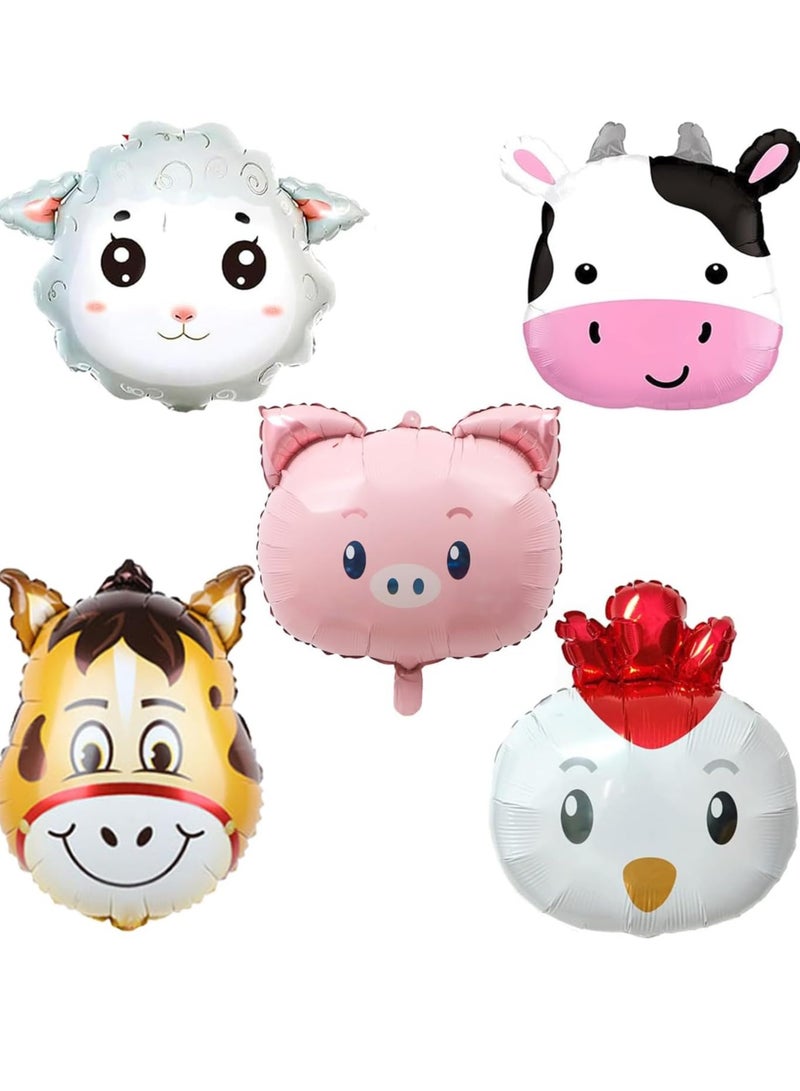 5Pcs Farm Animal Balloons Cow Sheep Chicken balloon, Farm Birthday Party Decorations Cow Donkey Sheep Chicken Foil Mylar Birthday Balloons for Wedding Baby Shower Farm Party Supplies - Image 1