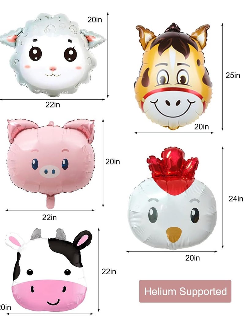 5Pcs Farm Animal Balloons Cow Sheep Chicken balloon, Farm Birthday Party Decorations Cow Donkey Sheep Chicken Foil Mylar Birthday Balloons for Wedding Baby Shower Farm Party Supplies - Image 2