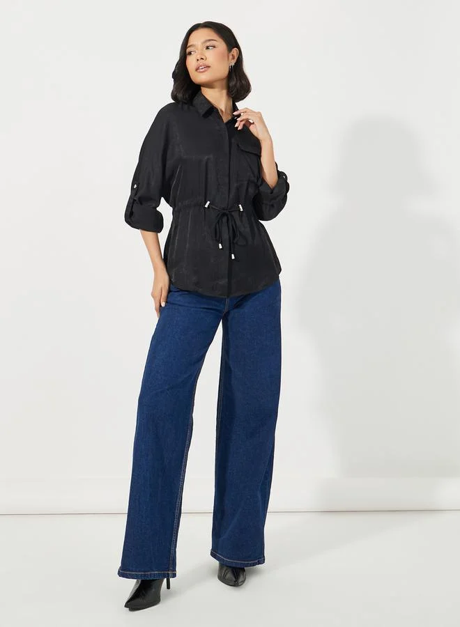Styli Utility Pocket Shirt with Drawstring Tie-Ups