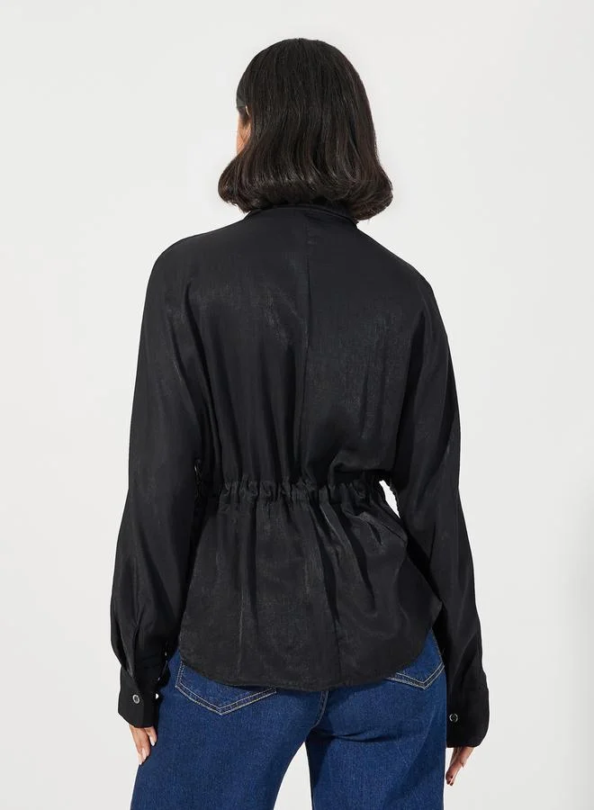 Styli Utility Pocket Shirt with Drawstring Tie-Ups