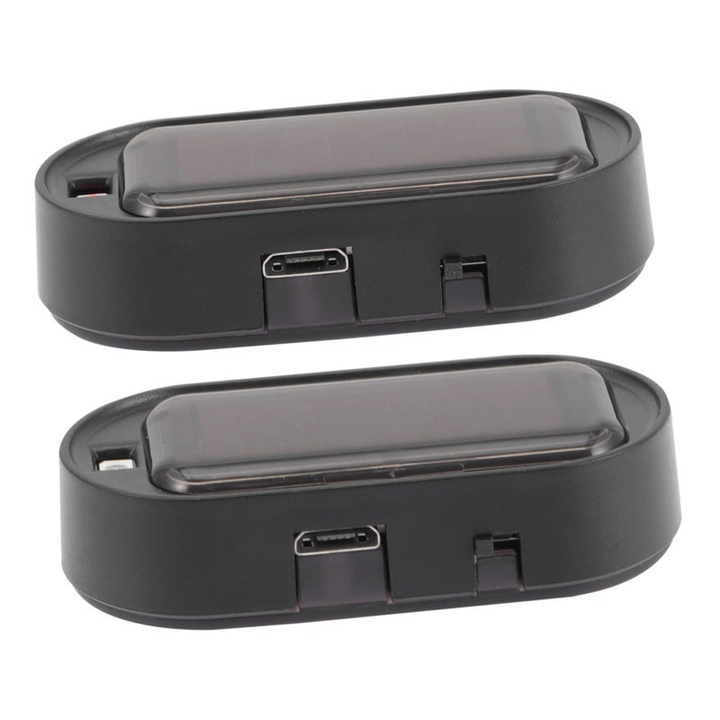 2 Pack Solar Car Warning Flashing Lights with Auto Sensor USB Rechargeable Alarm - Image 2