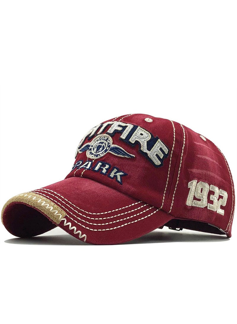 Generic SPARK Embroidered Cotton Baseball Cap Unisex Sunblock 3 Wine Red 