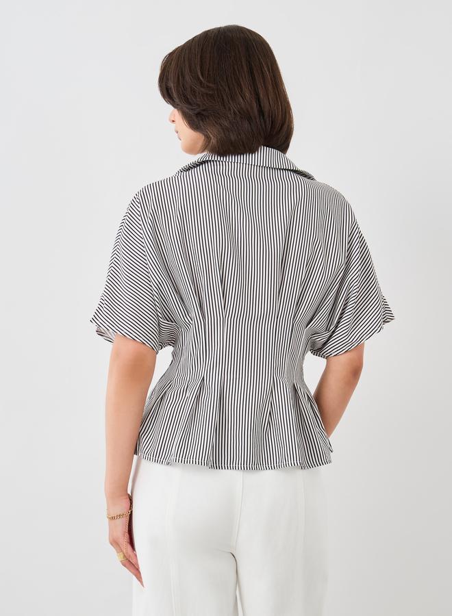 Take Two Striped Buttoned Shirt with Pleated Detail - Image 5