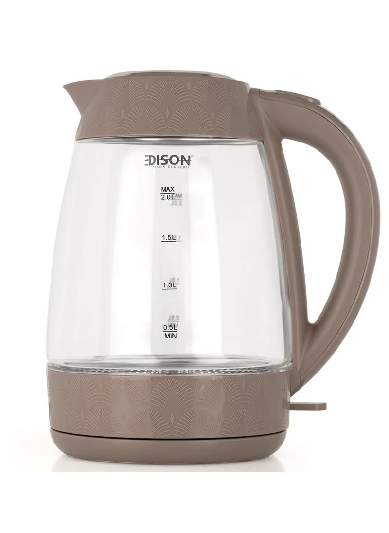 EDISON Edison Glass Water Kettle Brown Frame 2 Liter 2200 Watt  - Image 2